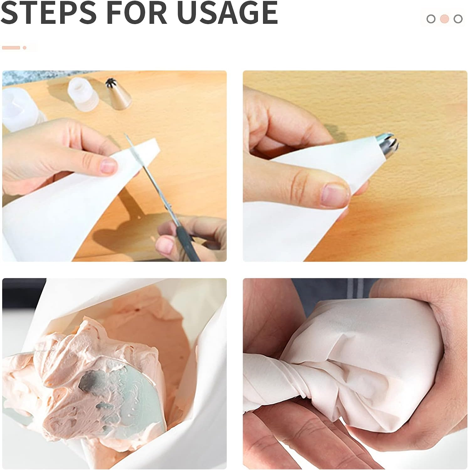 6 Piece Icing Nozzles Piping Bag Set, Cake Decorating Tool, 5 Mouth Decorating and 1 White Cotton Piping Bag, Cupcake Decoration Baking Set for Cakes, Cakes, Biscuit Decoration image number 1