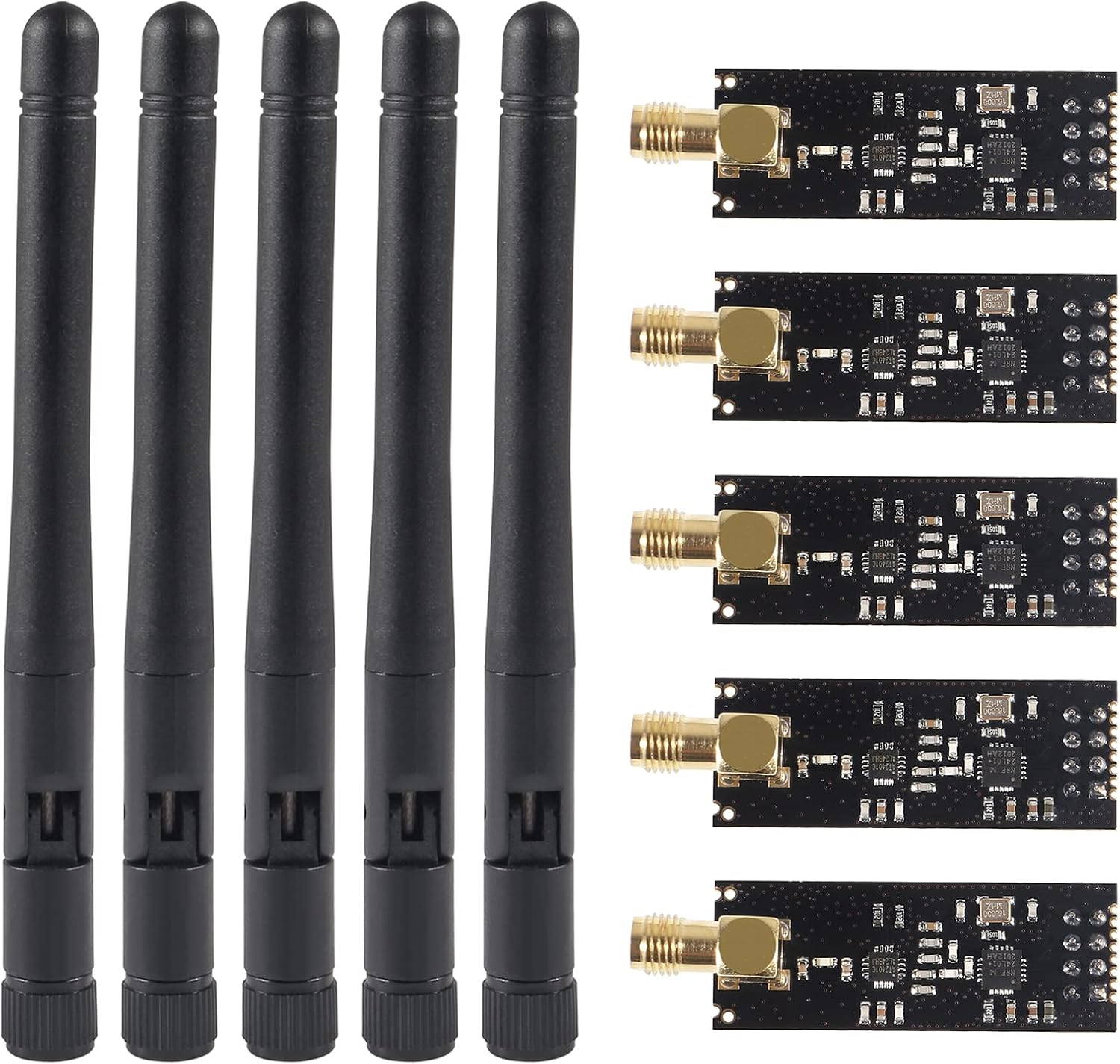 5Pcs Wireless Transceiver Module 2.4G 1100M NRF24L01+PA+LNA in Antistatic Foam for Arduinoide Compatible with Antenna image number 4