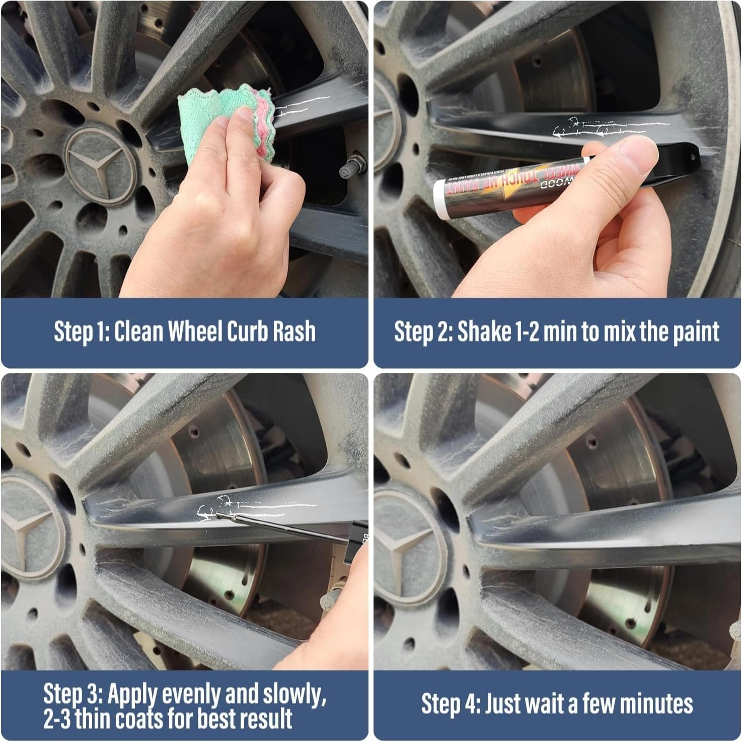 STARWOOD Black Rim Touch up Paint, Wheel Repair Paint Quick and Easy, for Cars Wheel, Car Repair, Universal Color Rims (Gloss Black) image number 2