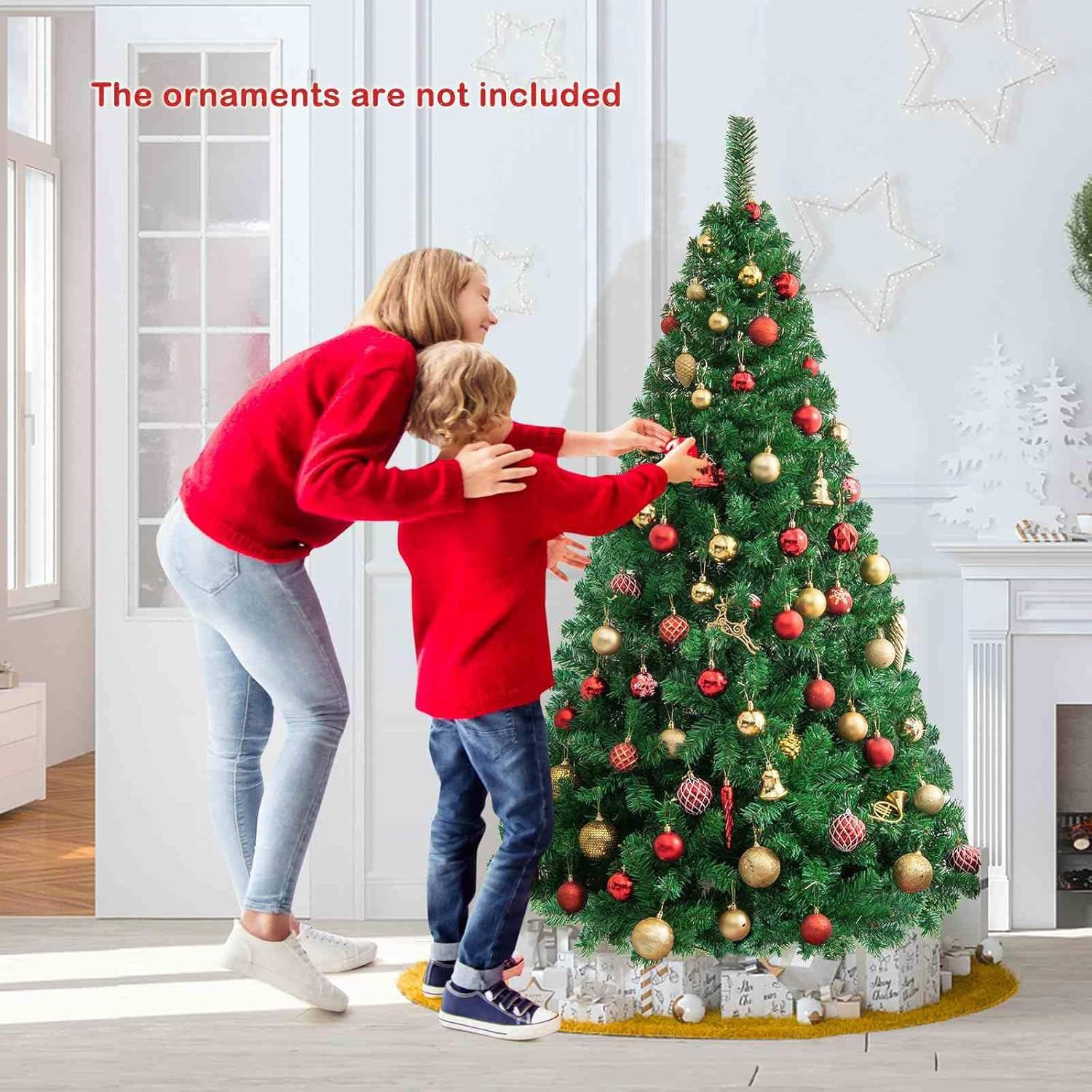 Costway 1.8M Artificial Christmas Tree Xmas Pine Tree with Solid Metal Legs Perfect for Indoor and Outdoor Holiday Decoration image number 3