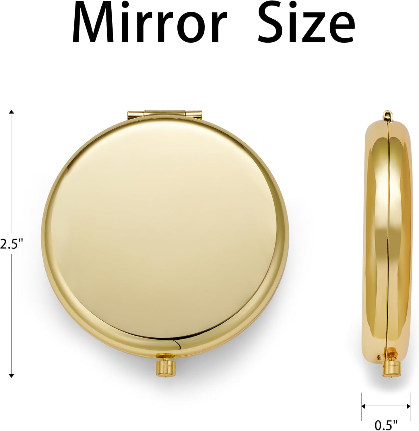Compact Mirror, Pocket Travel Makeup Mirror for Purse, Metal round Shell, 2-Sided 1X/2X Magnifying, Portable, Folding, Handheld, Gold, 1 Pack image number 3