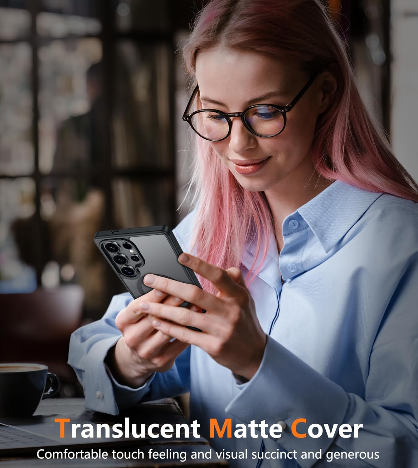 FNTCASE Case for Samsung Galaxy S25-Ultra: Matte Magnetic Slim Translucent Mobile Phone Case Military Drop Protection for Mobile Phones - Robust Durable Shockproof Protective Bumper Case (Black) image number 6