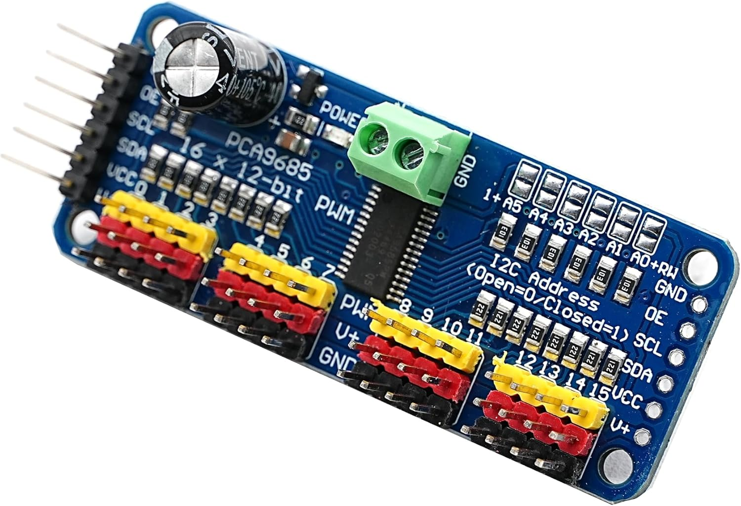 DIGISHUO 2Pcs PCA9685 16 Channel 12 Bit PWM Servo Motor Driver I2C IIC Module for MG90S SG90 MG995 Compatible with Arduino Raspberry Pi image number 2