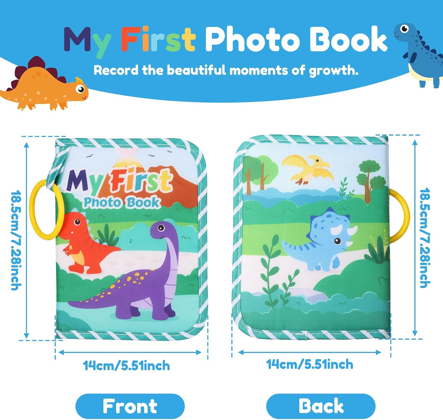 2PCS Soft Cloth Photo Book Cloth Baby Photo Album, My First Photo Book, Soft Photo Cloth Book Gift Set, with Detachable Ring Hook Photo Album, for Newborn Toddler & Kids