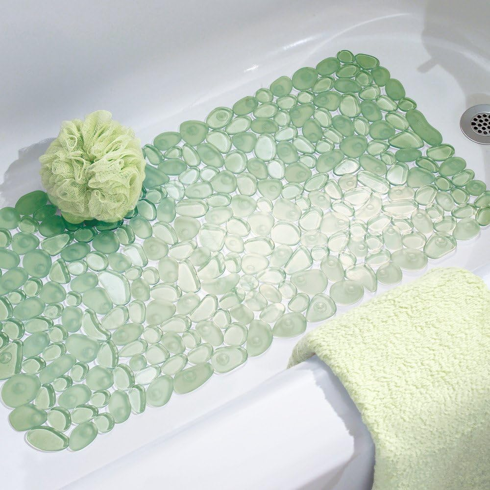 Interdesign Pebblz Non-Slip Suction Bath Mat for Shower, Bathtub - Green