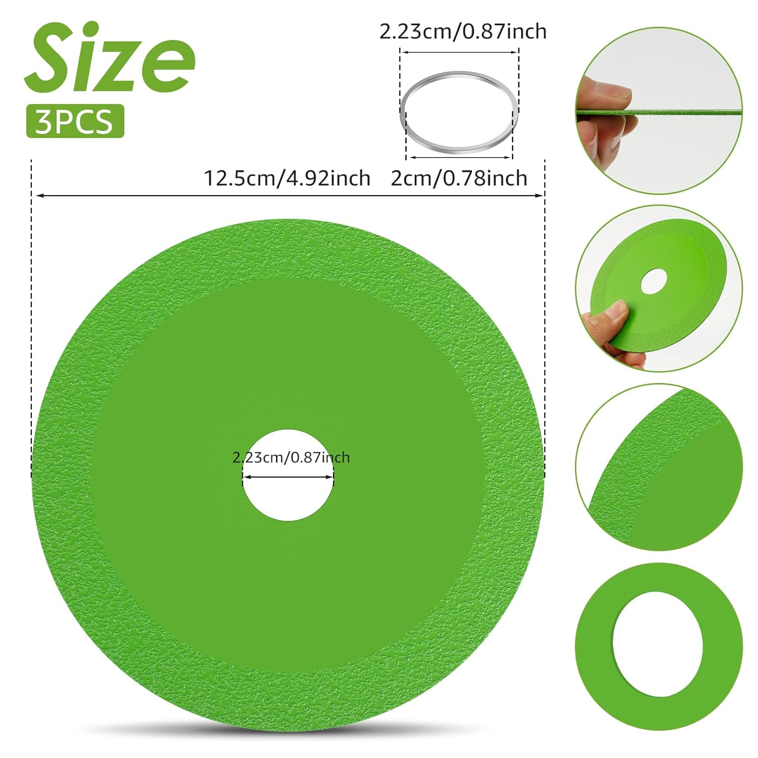 3Pcs Glass Ceramic Cutting Disc, Integrated Glass Cutting Disc for Angle Grinder Heat Resistant Diamond Glass Saw Blade Wear Resistant Ultra Thin Ceramic Cutting Disc for Glass Jade Crystal (125Mm) image number 1