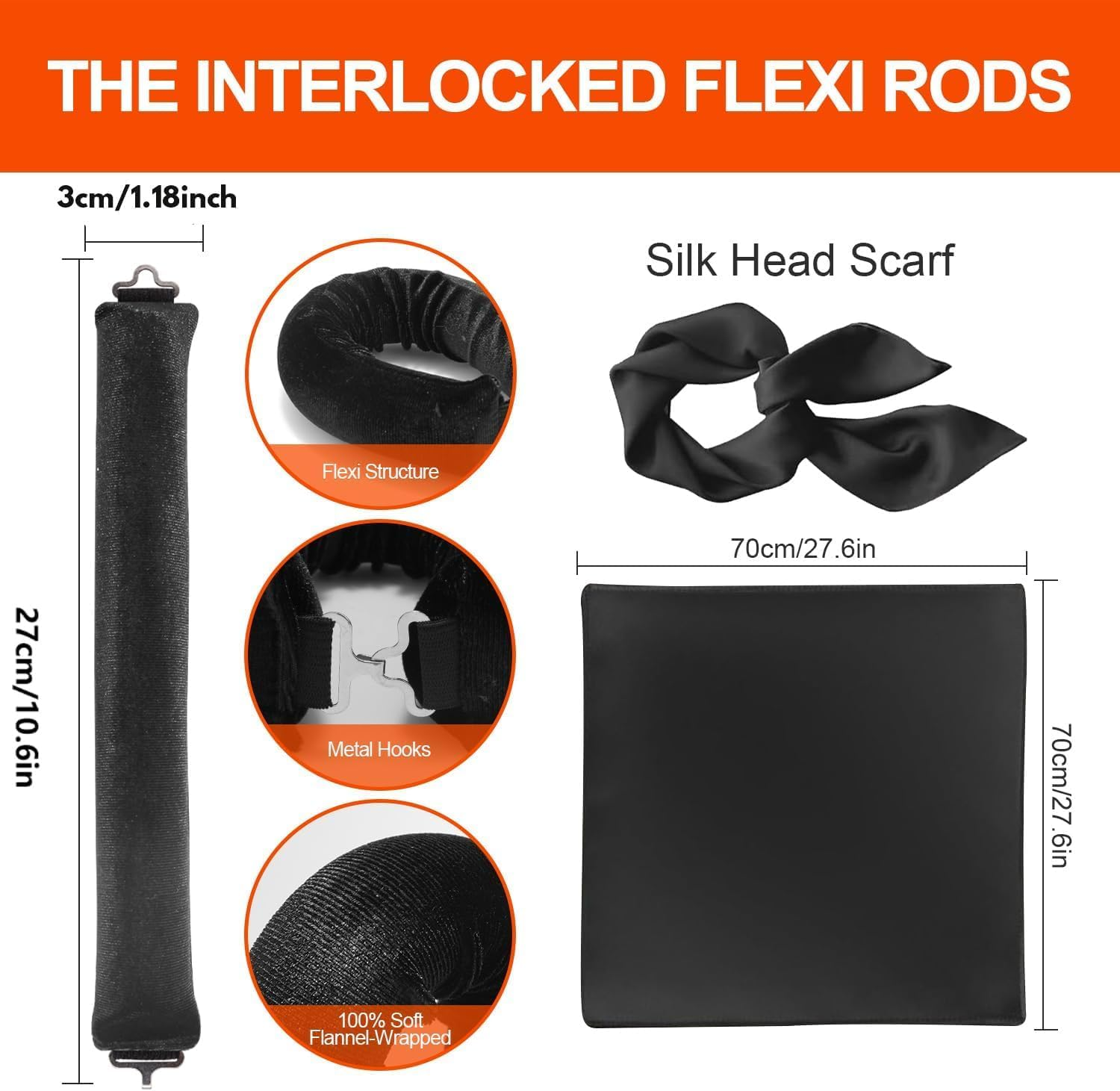 Jumbo Heatless Hair Curlers for Long Hair,H HOME-MART Overnight Wavy Hair Curlers Blowout Rods Heatless Curls Curling Headband No Heat Hair Rollers for Long Hair Volume Blow Out Women (Pink with Silk Head Scarf, One Size) image number 6