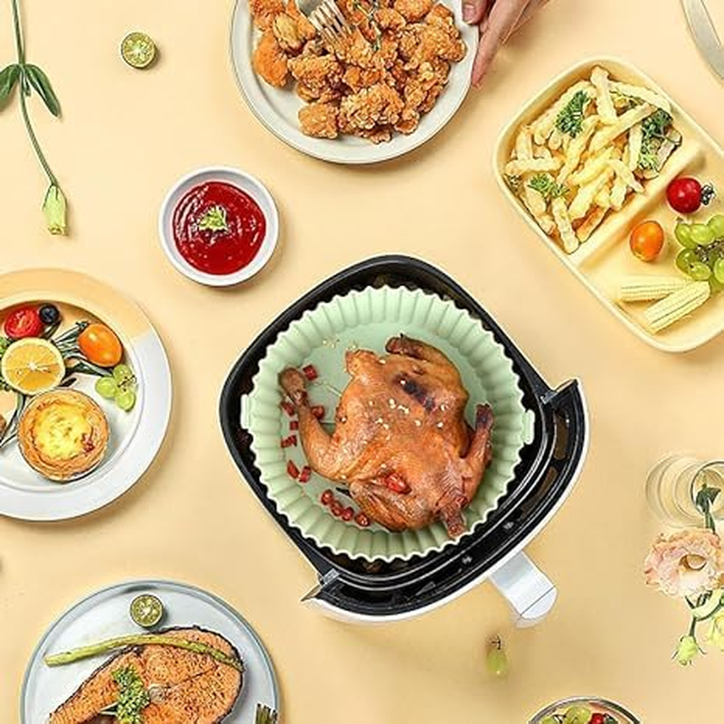 FUNNTY Air Fryer Silicone Liners,Round Silicone Tray 6.5 Inch, 3 Pack Air Fryer Silicone Baking Tray, Food Grade Air Fryer Silicone Pot, Reusable Airfryer Basket for Kitchen Oven Accessories image number 2