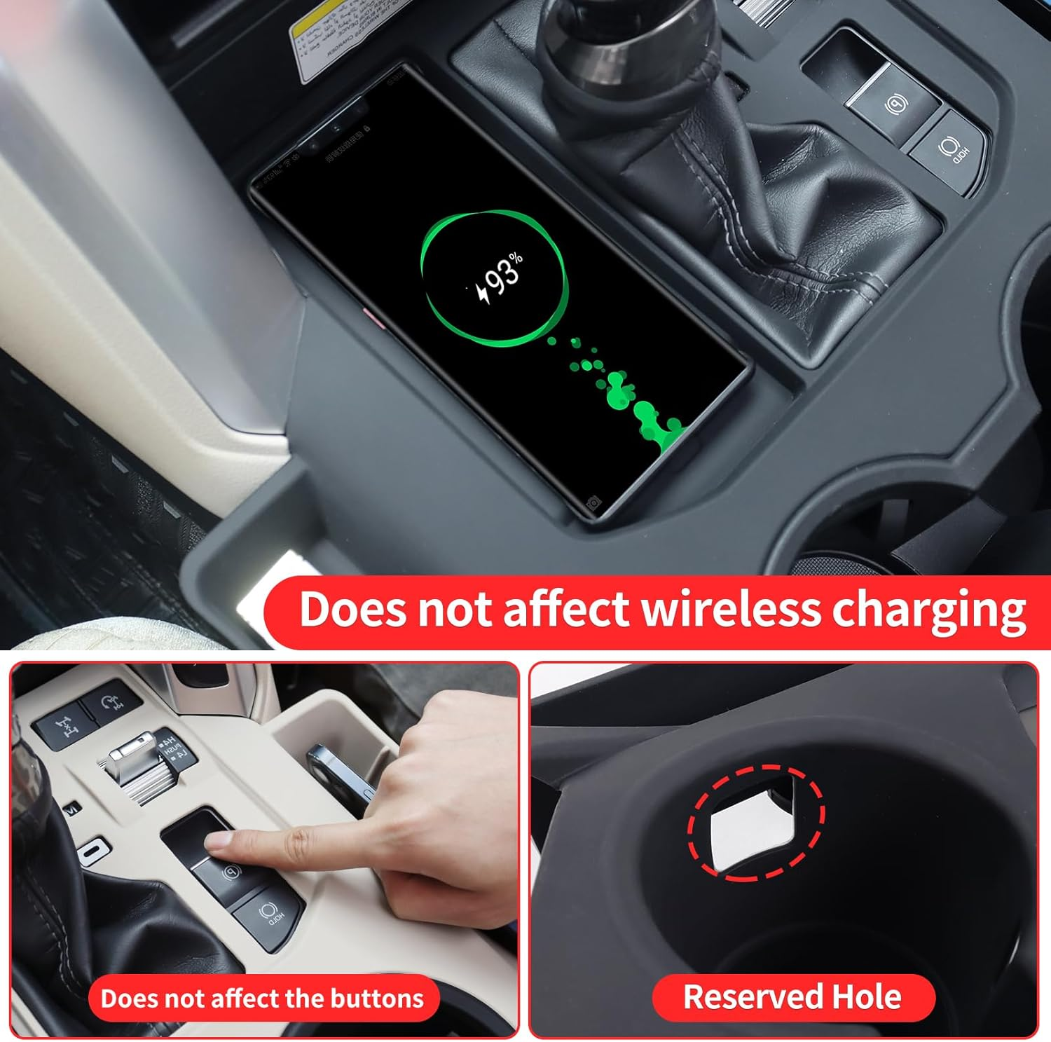 Central Control Silicone Storage Box for 2021 2022 2023 2024 2025 Toyota Land Cruiser 300 Lc300 J300 Seat Gap Storage Box Wireless Charging Silica Gel Pad Internal Modification Accessories ((Black) image number 6