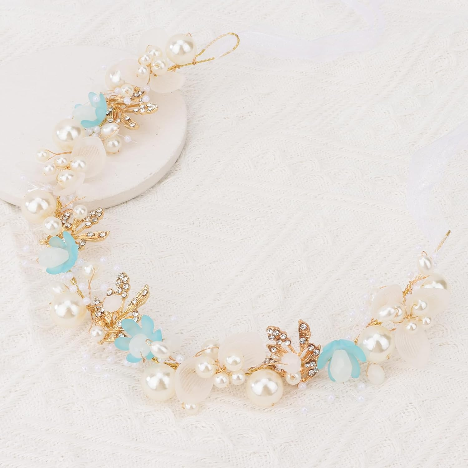 Pruadeor Pearl Rhinestone Bridal Hair Accessories - Rhinestone Hair Bands for Women, Luxurious for Wedding & Party image number 3