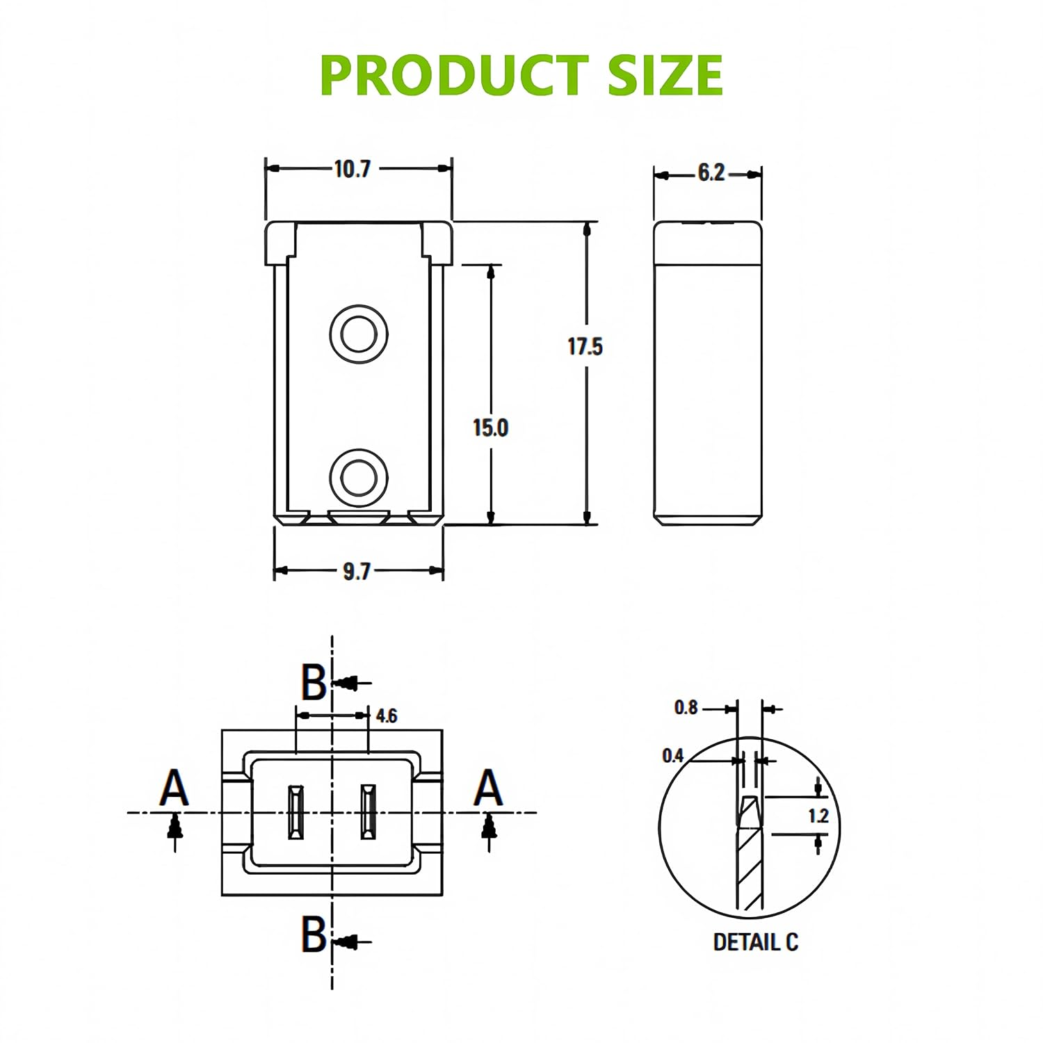 EPLZON 40A 32V Mini Automotive MCASE Shaped Cartridge Fuse Kit(Pack of 6Pcs,40A) image number 6