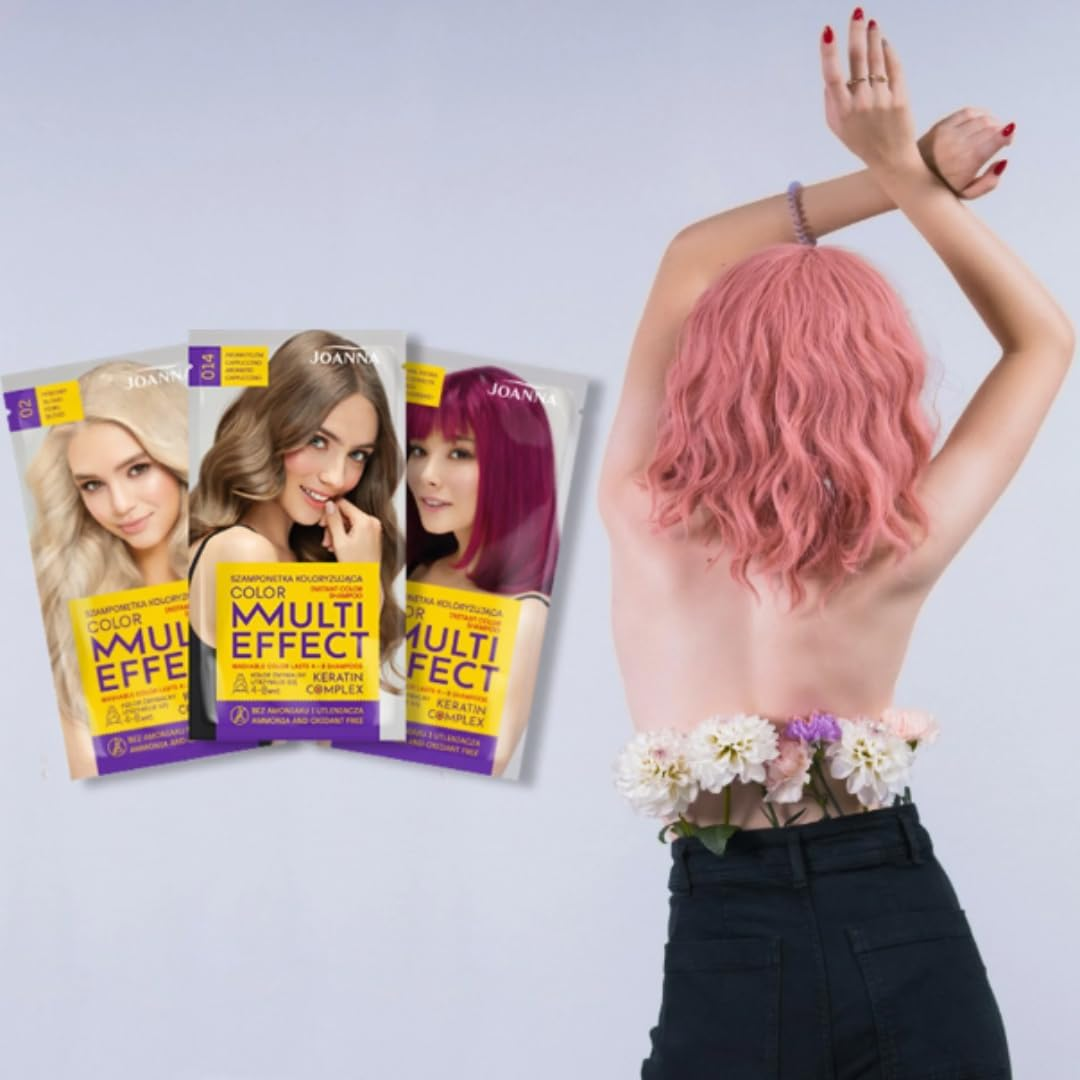 JOANNA Multi Effect Tint Shampoo - Hair Dye Shampoo in Bag - Durability 4 to 8 Washes - Hair Dye without Ammonia and Oxidant - Ultra Light Blonde