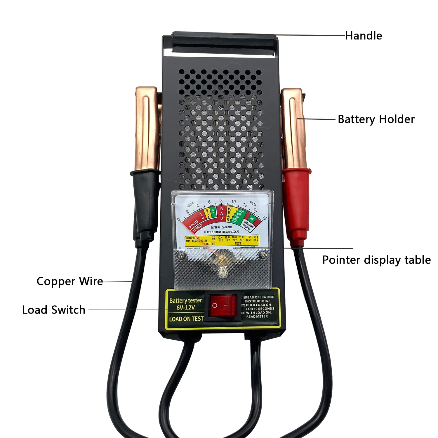Battery Load Tester, Car Battery Load Tester 6V 12V Battery Alternator Tester with Voltmeter and Alligator Clips for All Batteries Car, Rvs, Motorcycles, ATV, Boats