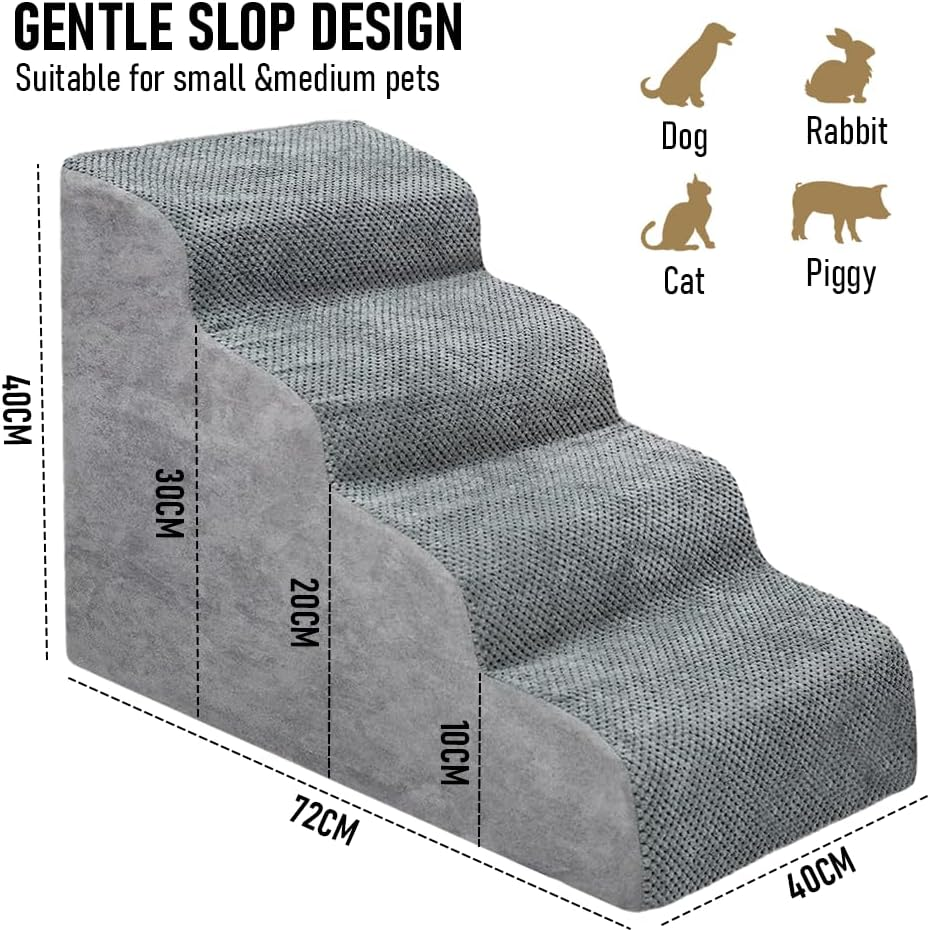 Melpet 4-Tier Dog Stairs for Couch and Bed - Non-Slip Pet Ramp with Removable & Washable Case - Small Dog and Cat Training Steps image number 6