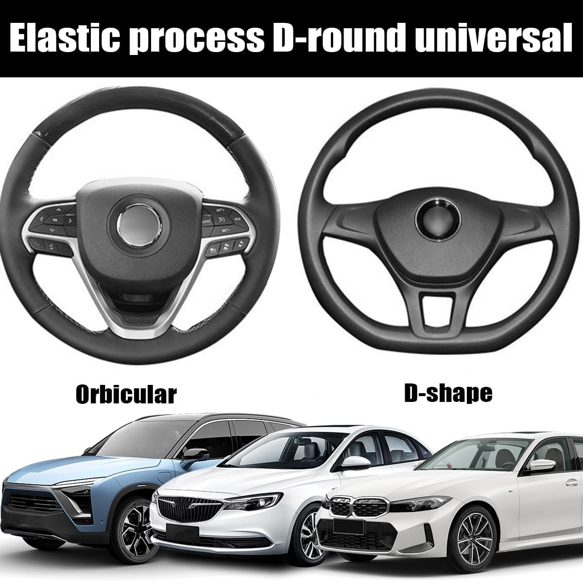 Bittwee Car Steering Wheel Cover, Anti-Slip PU Leather & Carbon Fiber Steering Wheel Protector, Universal 14.5-15 Inch, Automotive Interior Accessories, Fit for Most Cars Suvs (Orange) image number 2