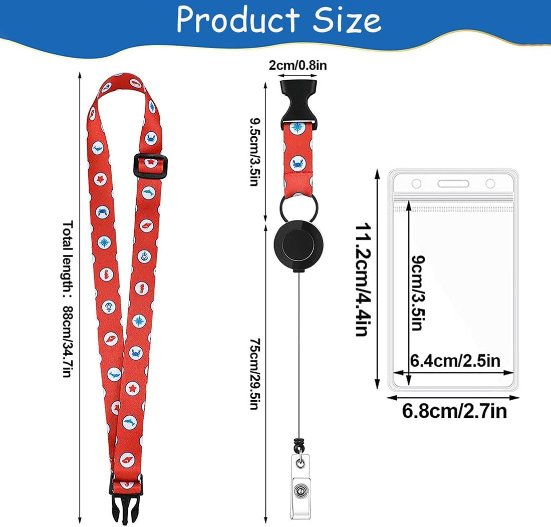 6Pack Cruise Lanyard Set - Retractable with Waterproof ID Badge Reel Holder, Adjustable Nautical Lanyard with Detachable Buckle for Ships Key Cards image number 1