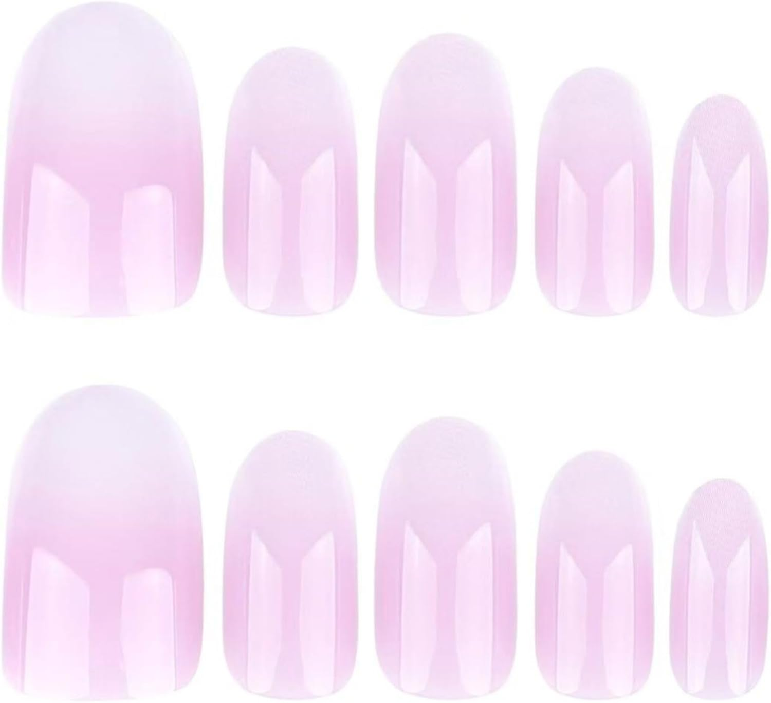 KAVI' S 24Pcs French Tip Stick on Nails Light Color Press on Nails Nude Pink Gradient Glitter Fake Nail Short Almond Acrylic False Nails Jerry Glue for Women Girls Nail Art image number 5