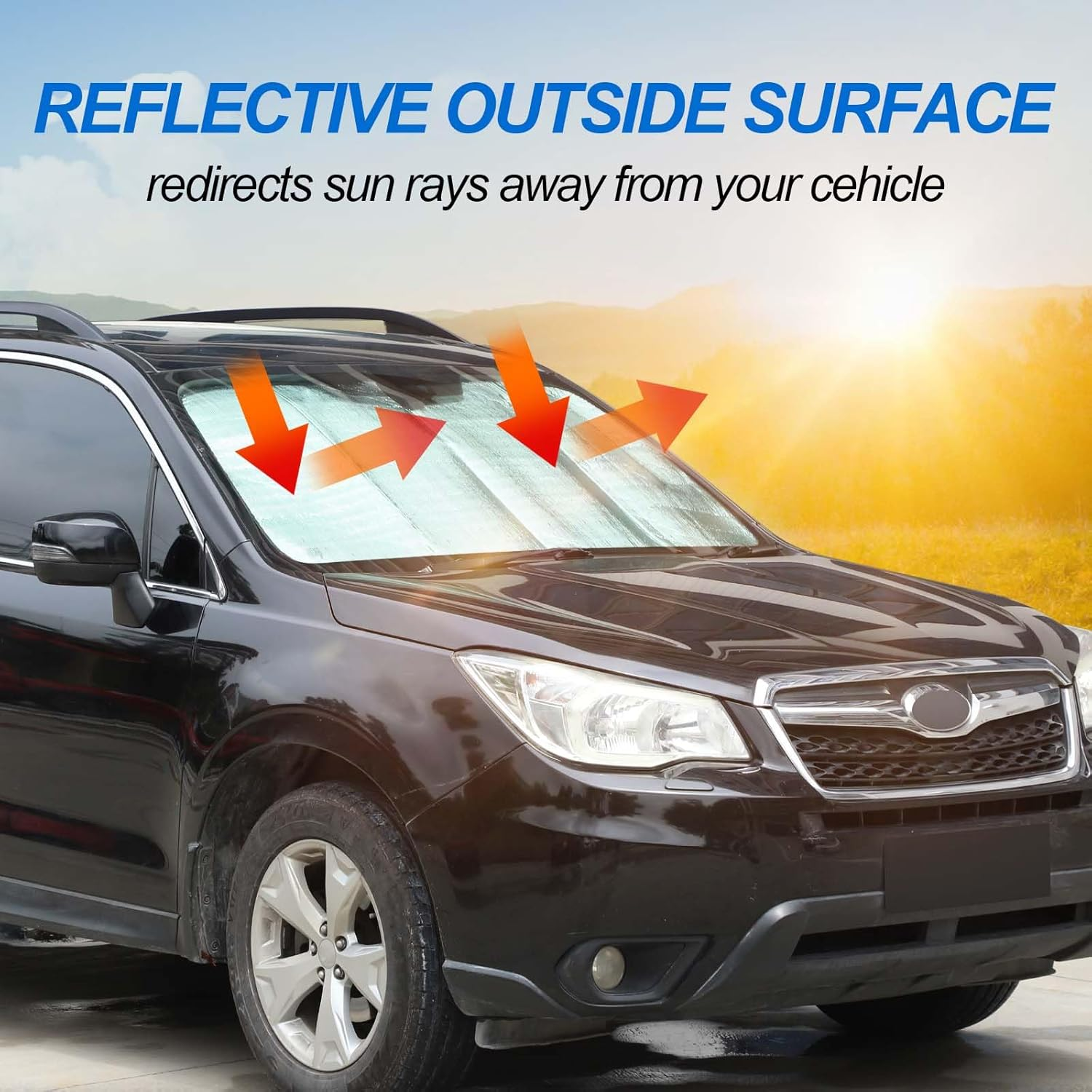 Windscreen Sun Shade Compatible with Subaru Forester Accessories | Reflective Windshield Cover Window Shade | UV & Heat Blocking Cover (Aluminum Foil, SJ 2013-2018) image number 2