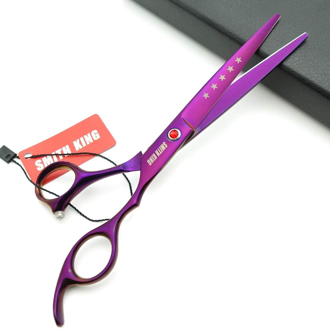 7.0In Professional Pet Grooming Scissors Set,Straight & Thinning & Curved Scissors 4Pcs Set for Dog Grooming (Violet) - Black image number 5