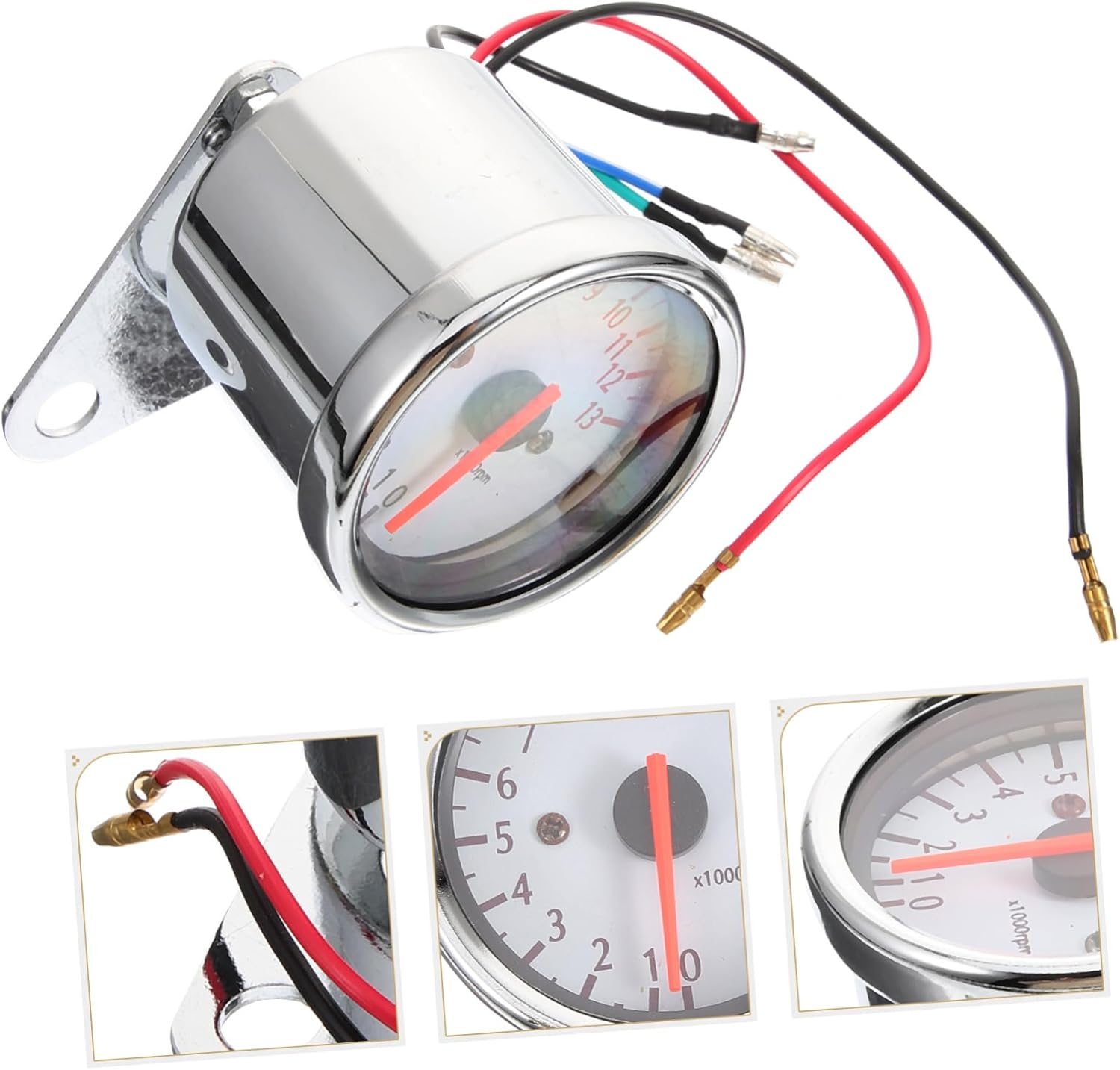 BUGUUYO Pointer-Type Tachometer for Motorcycle White Modified Gauge Speed Instrument Replacement for Motorbike image number 3