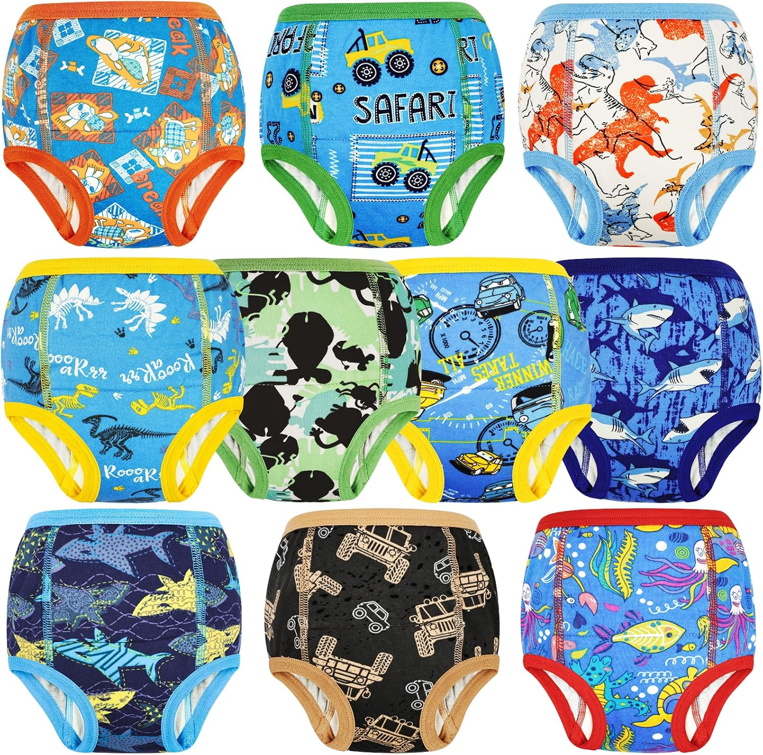 Moomoo Baby Potty Training Underwear 10 Packs Absorbent Toddler Training Pants for Boys and Girls Cotton 2T-7T