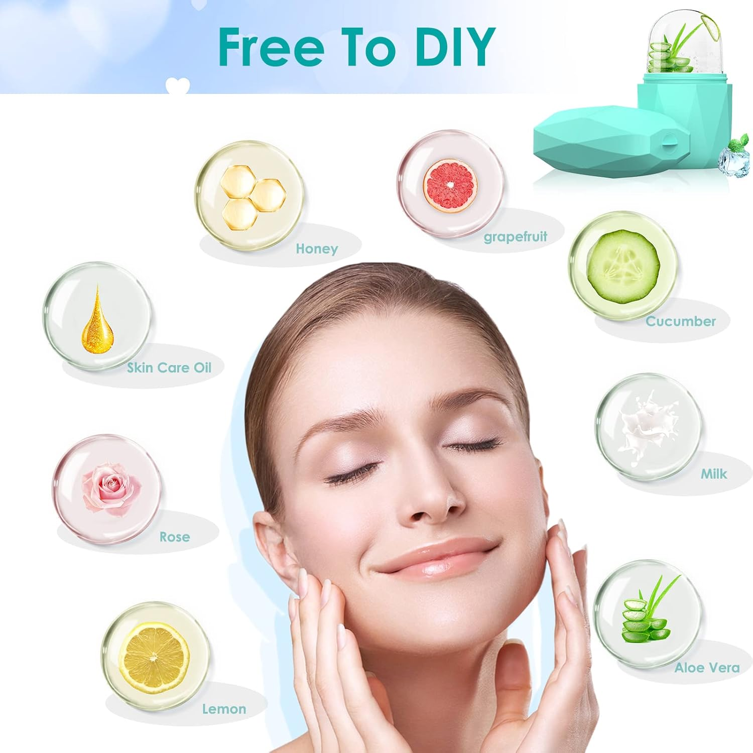 Simpeak 2Pcs Ice Roller for Face Eyes Neck, Reusable Silicone Ice Roller for Face & Eye Puffiness, Ice Face Roller Skin Care image number 6