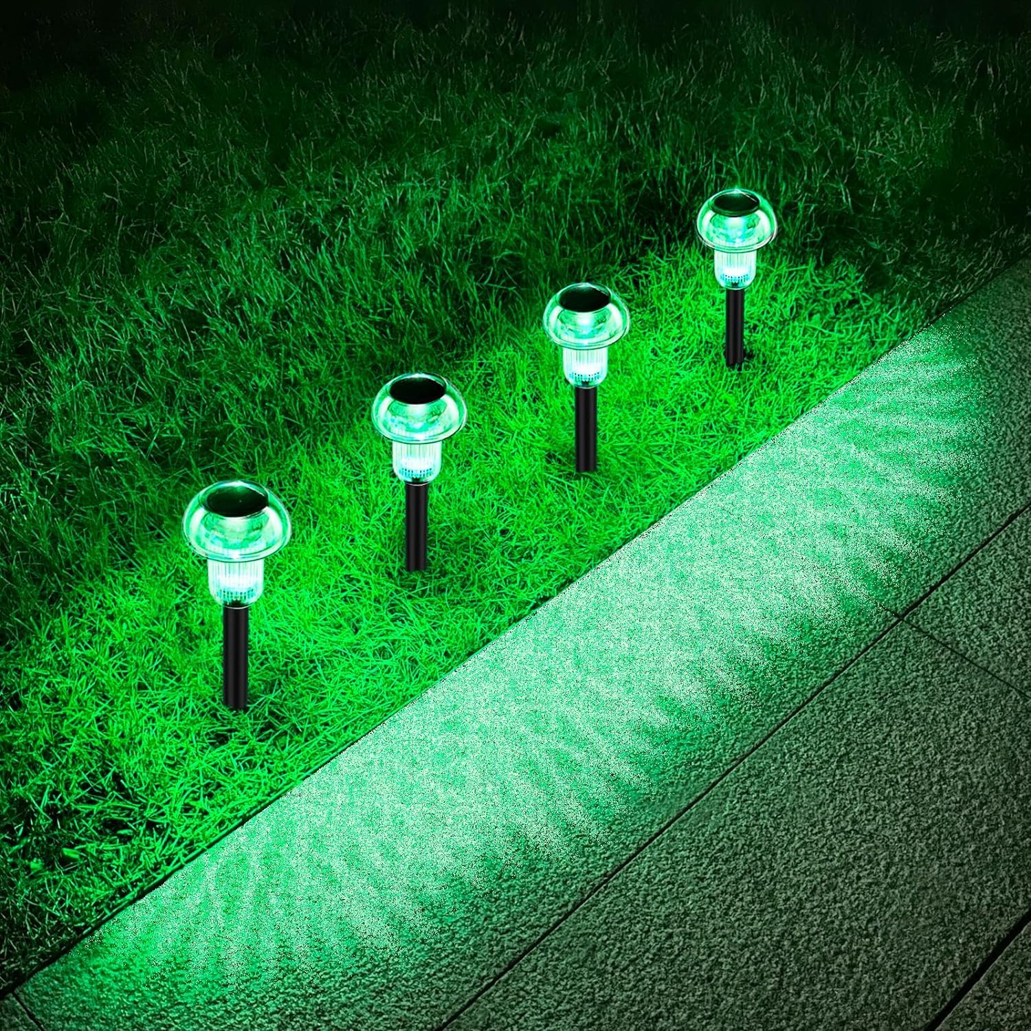 Solar Lights Outdoor Pathway Lights 4 Pack LED Waterproof Golden Mushroom Shape for Garden Driveway Walkway Landscape Path Lawn Yard Decor