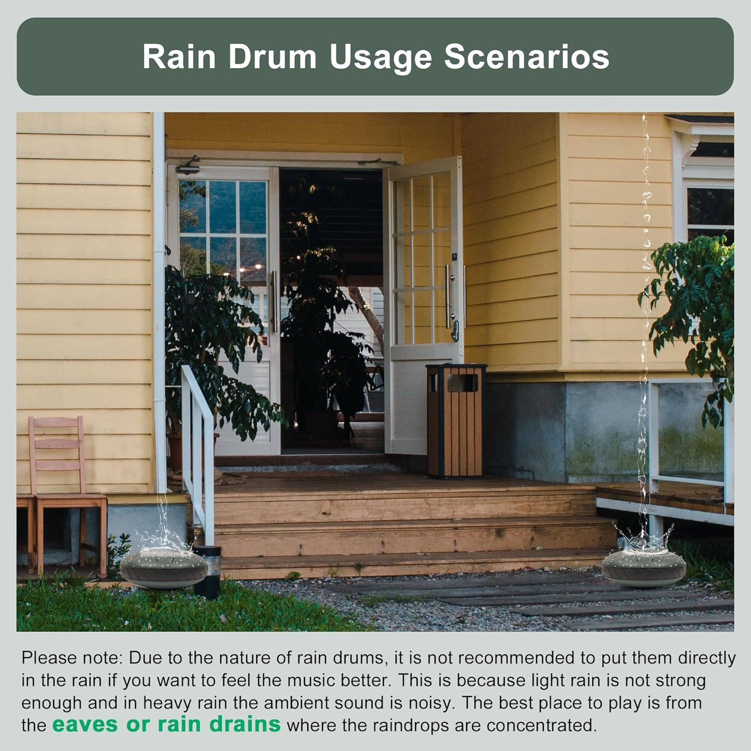 Steel Tongue Drum 11 Notes 6 Inches, D Major Percussion Instruments, Kit with Music Book, Carry Bag, Mallets, Mallet Holder and Stickers, for Yoga, Meditation, Green (Drum611-Green)