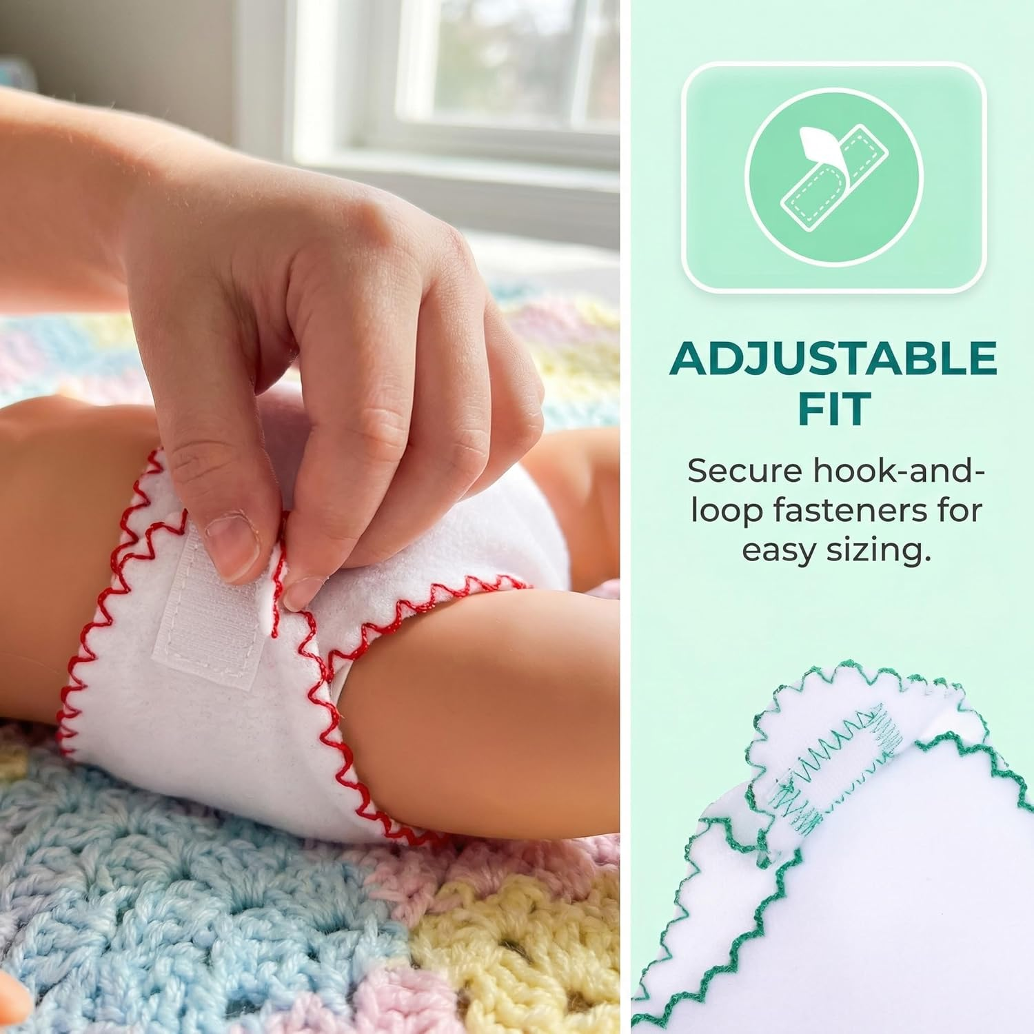 Kisangel Baby Doll Nappies Cloth Diapers 6Pcs Reusable Clothes Underwear for 18 Inch Dolls Kids DIY Care Play image number 3