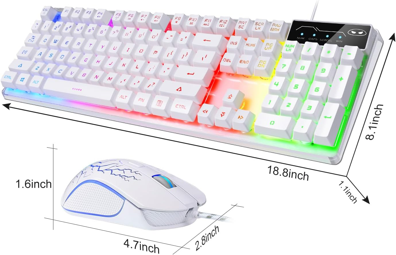 Gaming Keyboard and Mouse Combo, K1 RGB LED Backlit Keyboard with 104 Key Computer PC Gaming Keyboard for Pc/Laptop(White) - K1 Violet image number 7