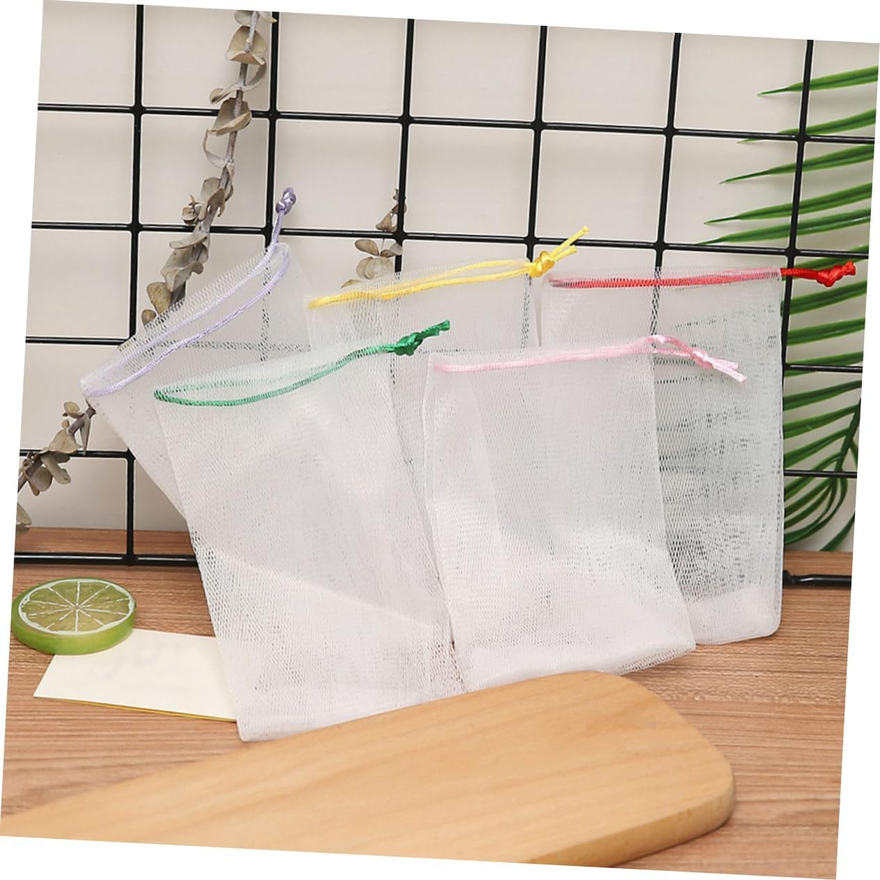 PHENOFICE 30Pcs Soap Foaming Net Pouch for Bar Soap Drawstring Storage for Bath and Shower Sturdy and Reusable