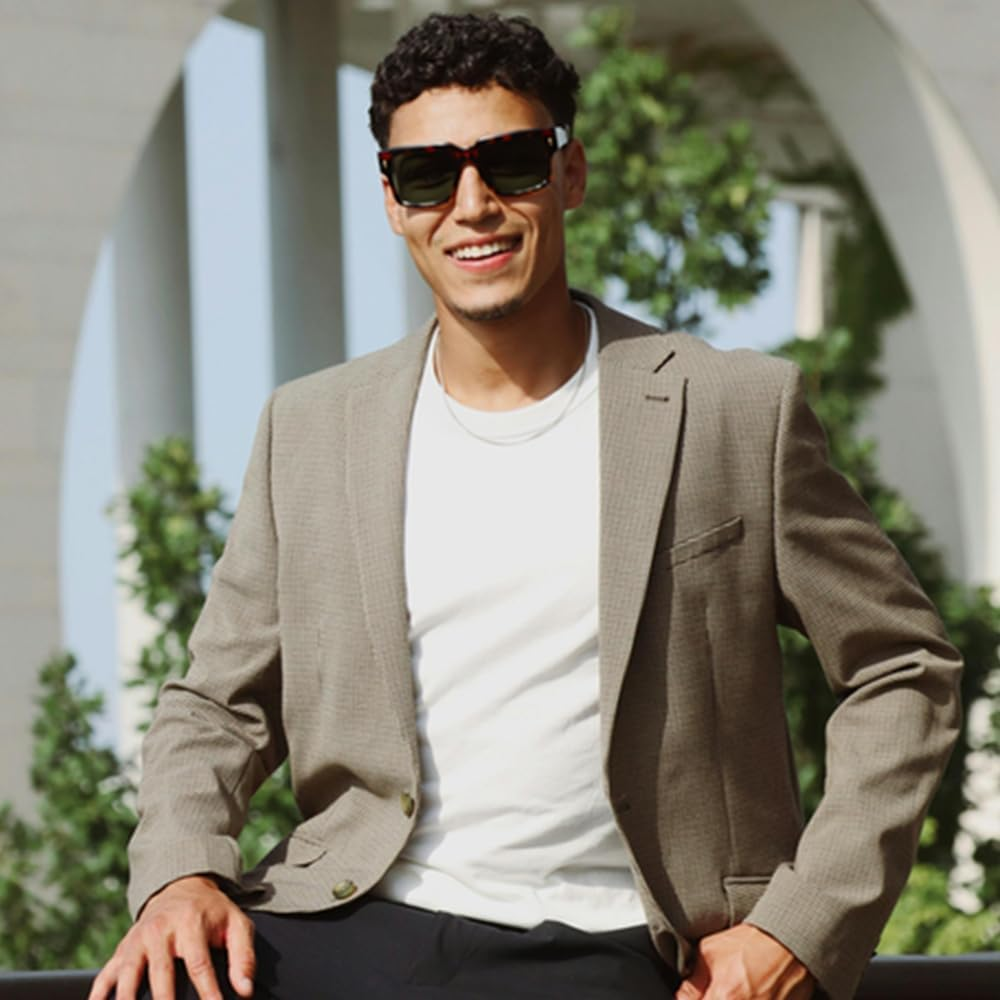 YAMEIZE Retro Square Sunglasses for Women - Men Vintage Rectangle 90S Sunglasses Thick Frame UV400 image number 6