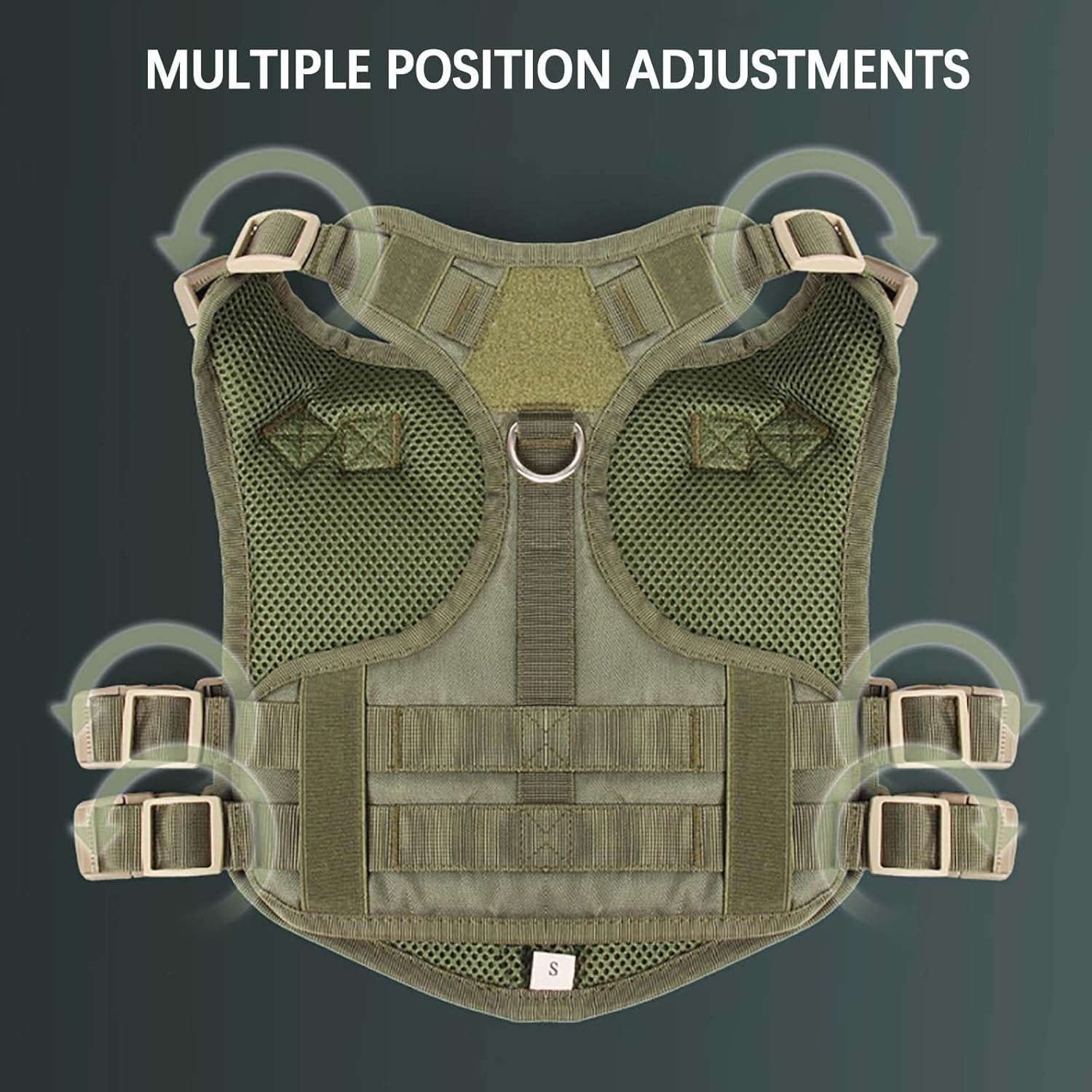 UOSIA Tactical Dog Harness Heavy Duty Military Dog Harness No Pull Dog Harness with Backpack Adjustable Pet Vest Harness for Training Hunting Walking image number 3