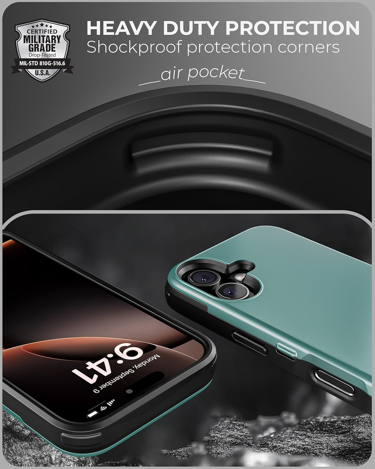 TORU for Iphone 16 Wallet Case with Card Holder, Hidden ID Credit Card Slot Flip Kickstand, Slim Fit Shockproof Heavy Duty Phone Cover with Strap - Green image number 7