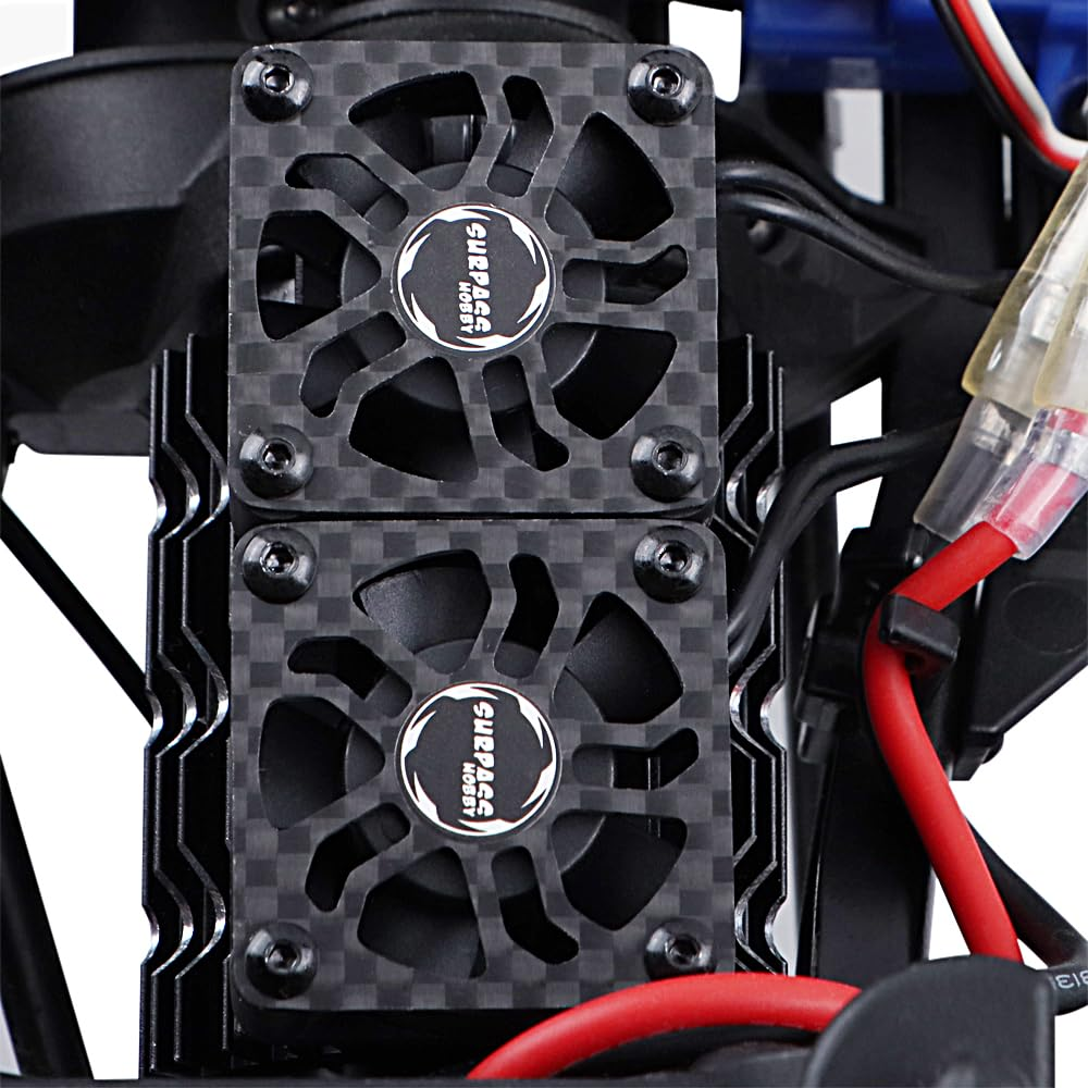 GLOBACT RC Motor Cooling Fans 30Mm Dual RC Car Motor Fans with Metal Cover 4068 4274 Brushless Motor Heatsink for 1/8 RC Truck Crawler Diameter 40Mm 42Mm Brushless Motor (Black) image number 2