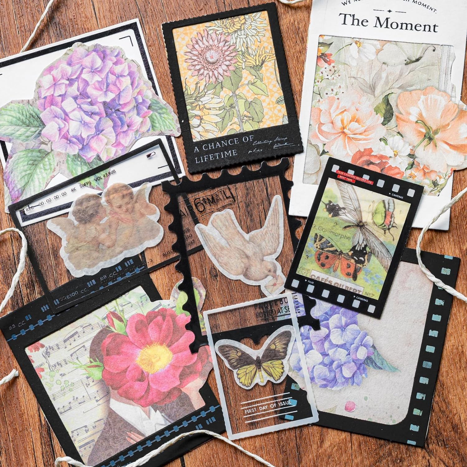 3 Packs Vintage Filmstrip Sticker Paperboard Cutouts Stamp Sticker Poster Sticker Collage Paper Frame Border Black White Scrapbooking Supplies for Crafting Card Making Journaling Photo Album (Episode) image number 4