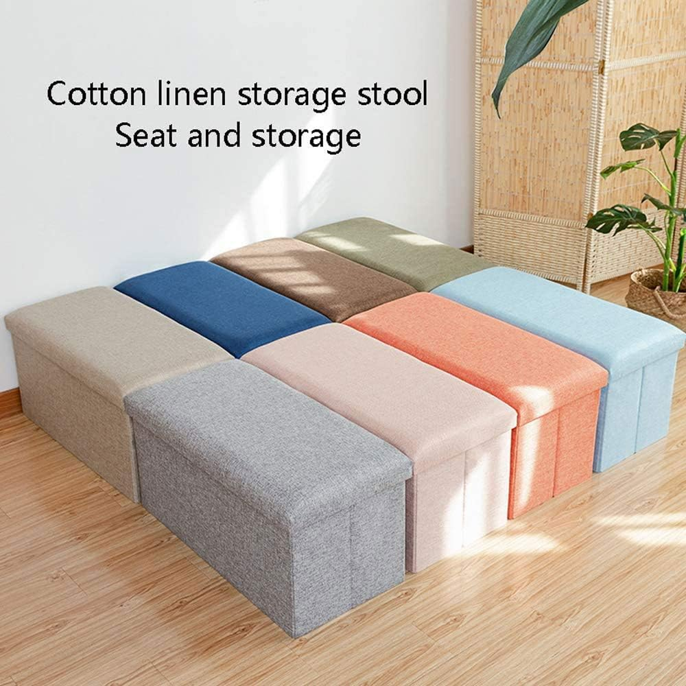 Folding Storage Ottoman Bench, 110L Oversized Savings Storage Bench for Bedroom and Hallway, Versatile Space-Saving Storage Box with Storage Chest Footrest Padded Seat (Deep Blue) image number 3