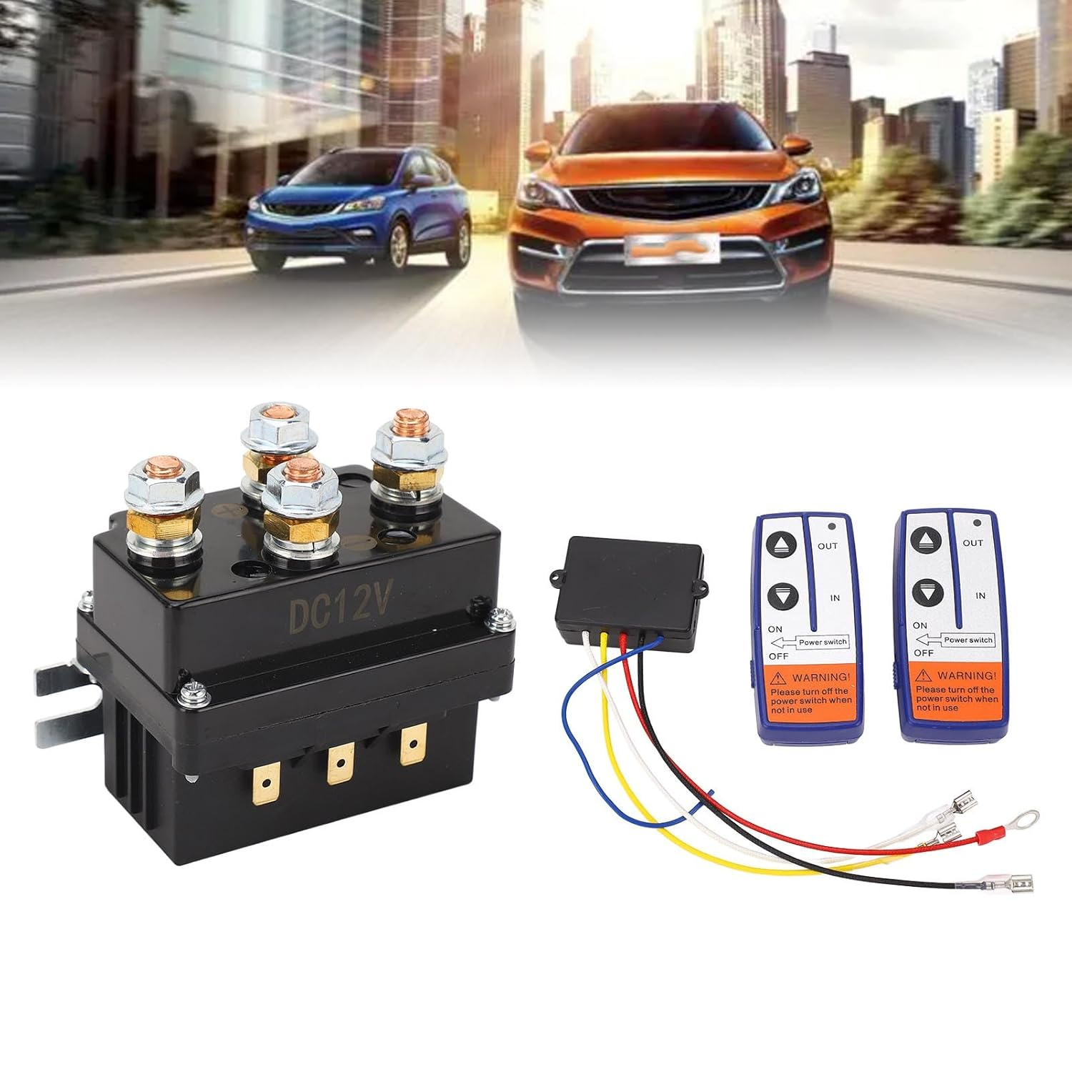 12V 500A Winch Solenoid Relay Contactor + 2Pcs Wireless Winch Remote Control Kit for Truck ATV SUV, Easy to Install image number 4