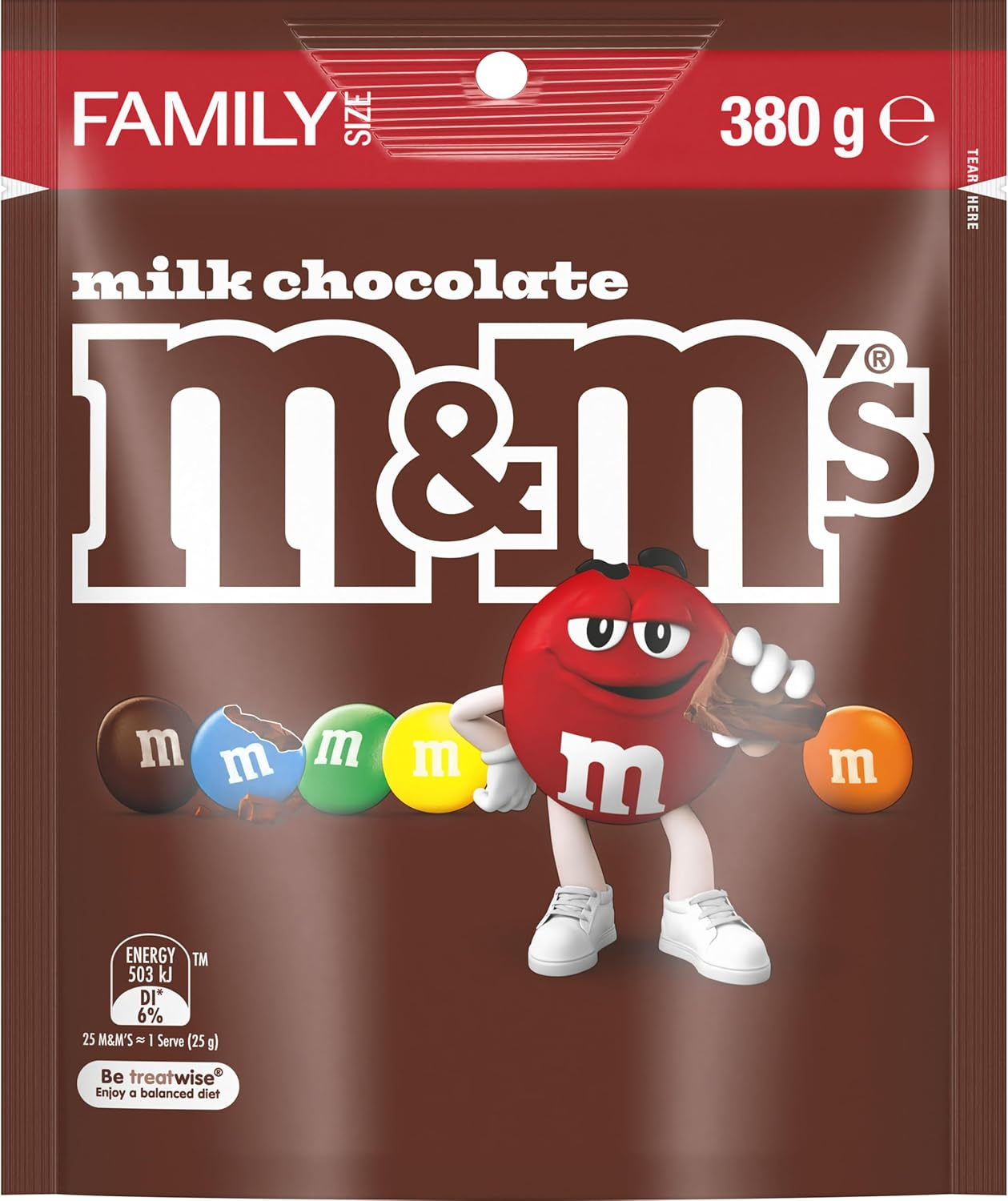 M&M'S Milk Chocolate Snack & Share Bag 380G (Pack of 2)