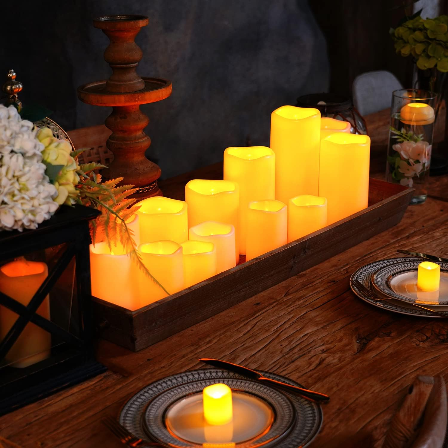 Homemory 4"X8" Large Solar Candles Outdoor Waterproof, Dusk to Dawn, Solar Powered Flameless Candles for Outdoor, Lanterns, Set of 2 image number 4