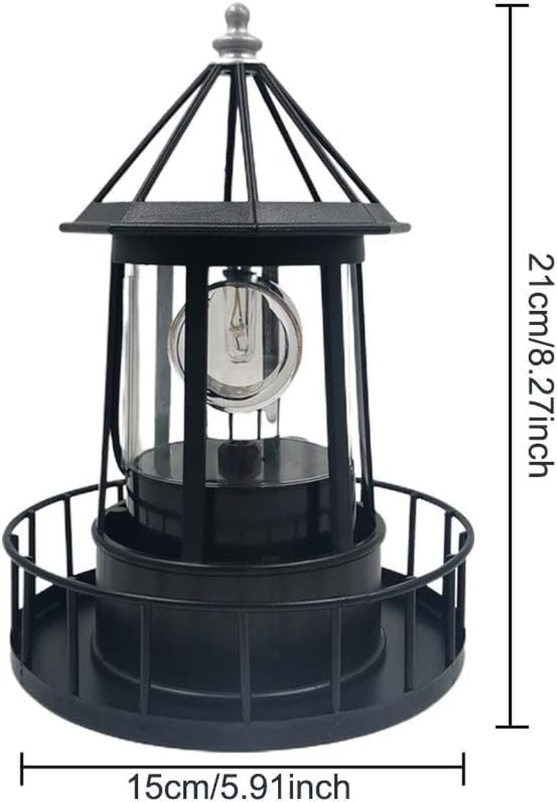 Solar Lighthouse Rotating Light - 360 Degree Rotating Lamp Courtyard Decoration Waterproof Garden Smoke Towers Statue Lights for Outdoor Garden Pathway Patio