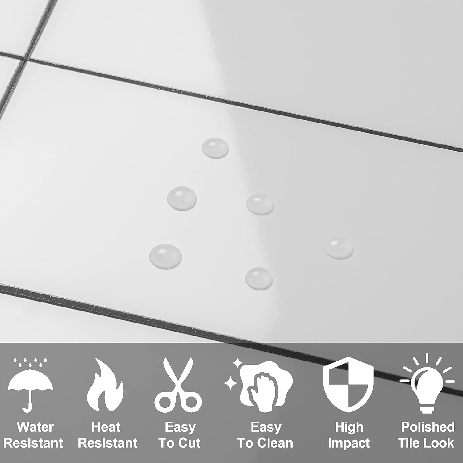 AULIGET 100-Piece Polished White Thick PVC Peel and Stick Backsplash, 3" X 6" Waterproof Subway Tile Peel and Stick Wall Tiles for Kitchen & Bathroom image number 4