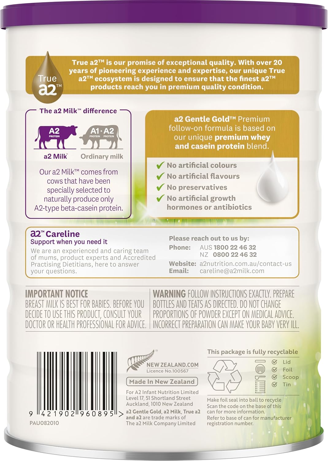 A2 Gentle Gold&reg; Premium Follow-On Formula Stage 2 from 6 Months - 800G