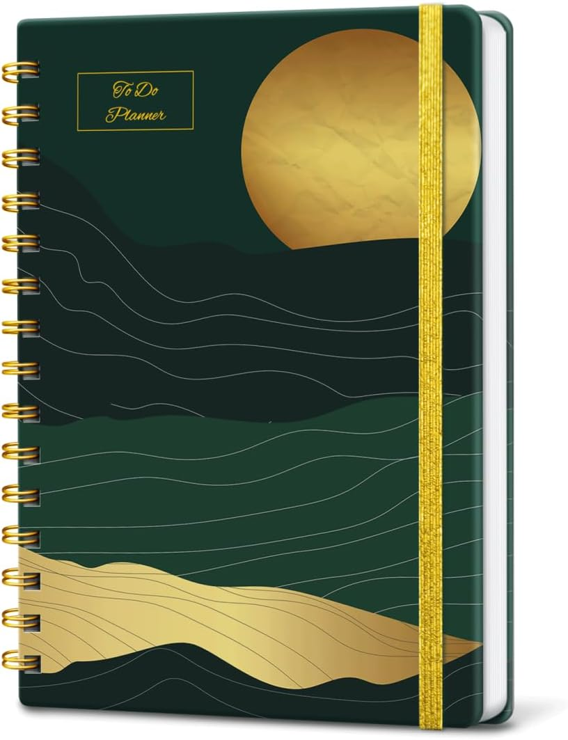 Daily Planner Undated to Boost Productivity, Undated to Do List Notebook, Spiral Appointment Book, Habit Tracker Journal, Goal Planner and Tracker to Hit Your Daily Goals(Purple Marble)