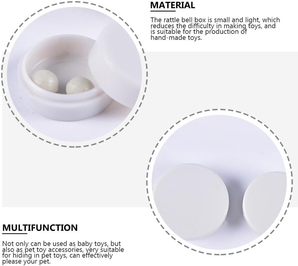 Ibasenice 100Pcs White Flat round Box Inserts 0.59 Inch Plastic Noise Makers for Baby Plush Toys Dolls and Pet Accessories for Handmade Repair