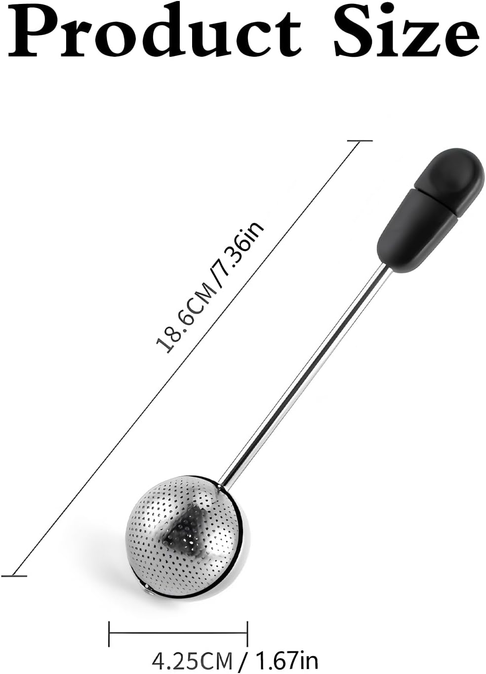 Kuskins Stainless Steel Tea Ball Infuser with Rotating Handle, Fine Mesh Tea Strainer for Loose Leaf Tea, Premium Sphere Metal Filter Fits Most Cups & Teapots, Easy to Clean (Silver) image number 2