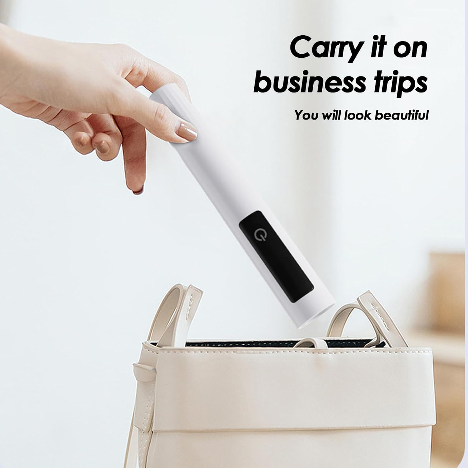 Mini UV Light for Gel Nails | USB Rechargeable Fingernail Lamp | LCD Display Nail Light with 2 Timing Modes for Camping Airplane Road Trip Desk Salon Studio Home Girls - White image number 6