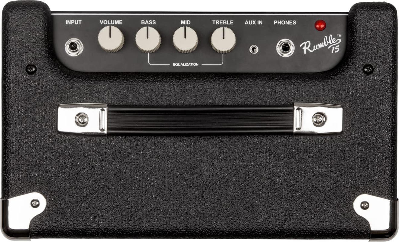 Fender Rumble 15, Bass Amp, 15W, Suitable for Electric Bass Guitar, Small/Compact Bass Practice Amp, Black/Silver image number 4