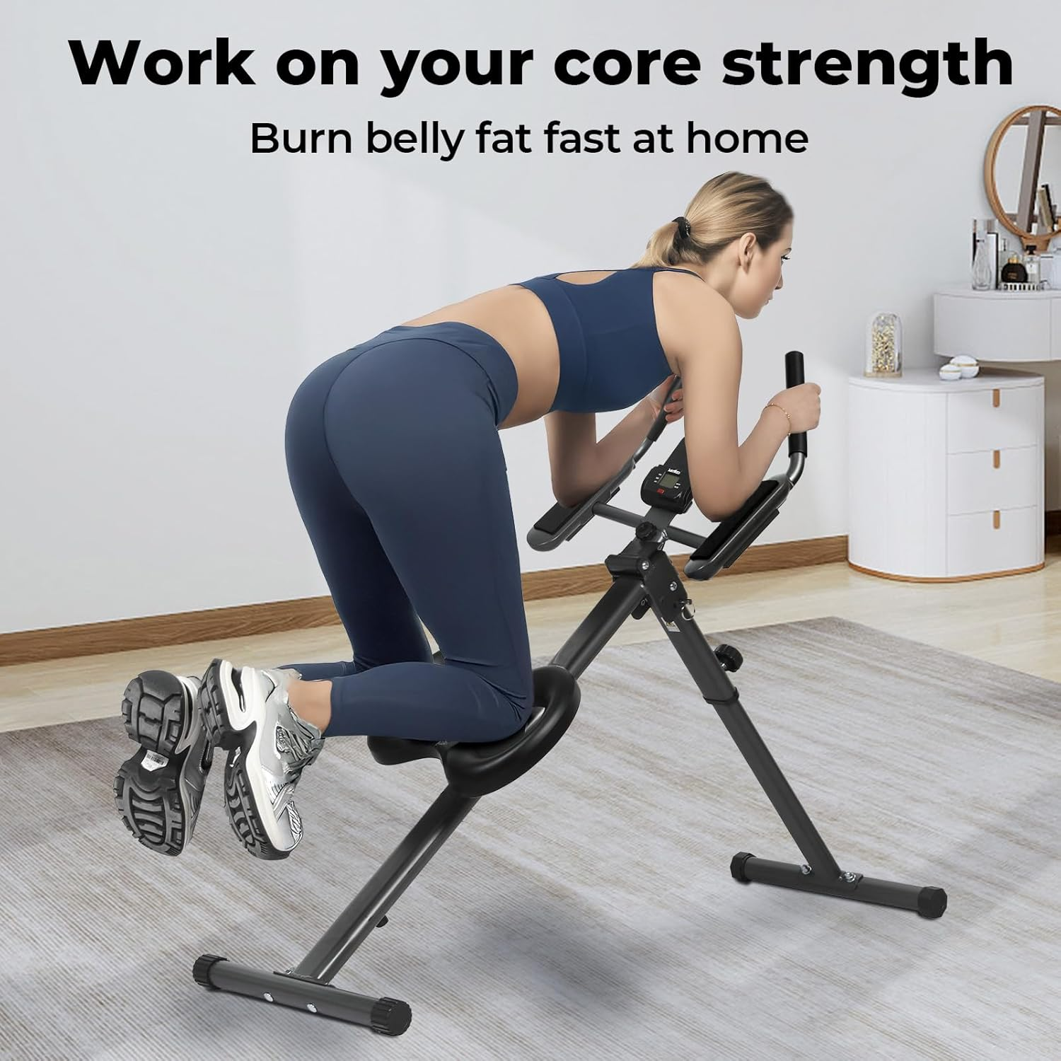 Centra Ab Machine,Foldable Abs Workout Equipment,Adjustable Ab Trainer Machine for Home Gym, Multi-Functional Abdominal Trainer,Knee Protection, LED Monitor image number 4