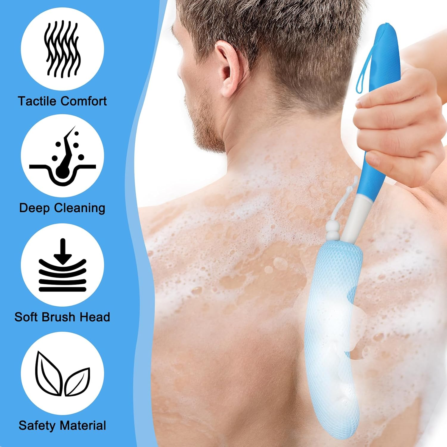 Leetye Mei Long Handled Shower Brush, Non-Slip Long Handle Bath Brush, Back Body Brush Gentle Exfoliating and Lather Well Deep Cleansing Long-Lasting for Body image number 6